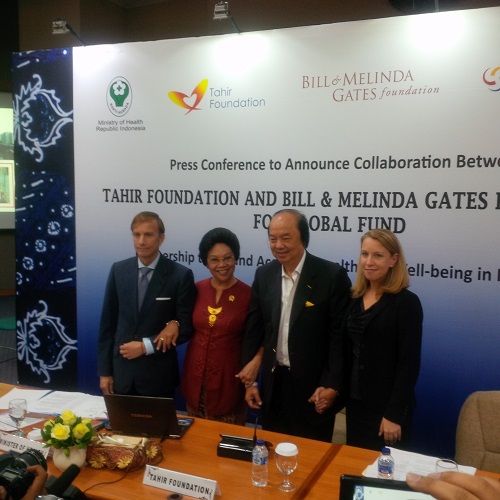 Press conference announcing the Tahir Foundation and Bill & Melinda Gates Foundation collaboration.